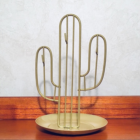 Gold Metal Cactus Jewelry & Trinket Holder NEW - Picture 5 of 5